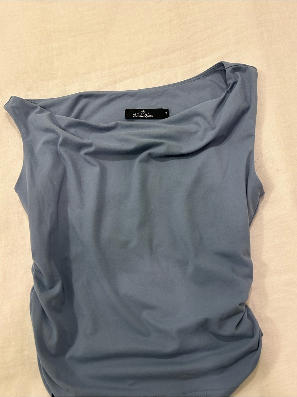 Twisted Grace Slate Blue Draped Cowl-Neck Camisole